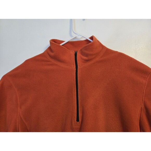 VTG LL Bean Sweater Mens M 1/4 Zip Orange Fleece Quarter Zip 90s Outdoor Fall - Picture 2 of 8